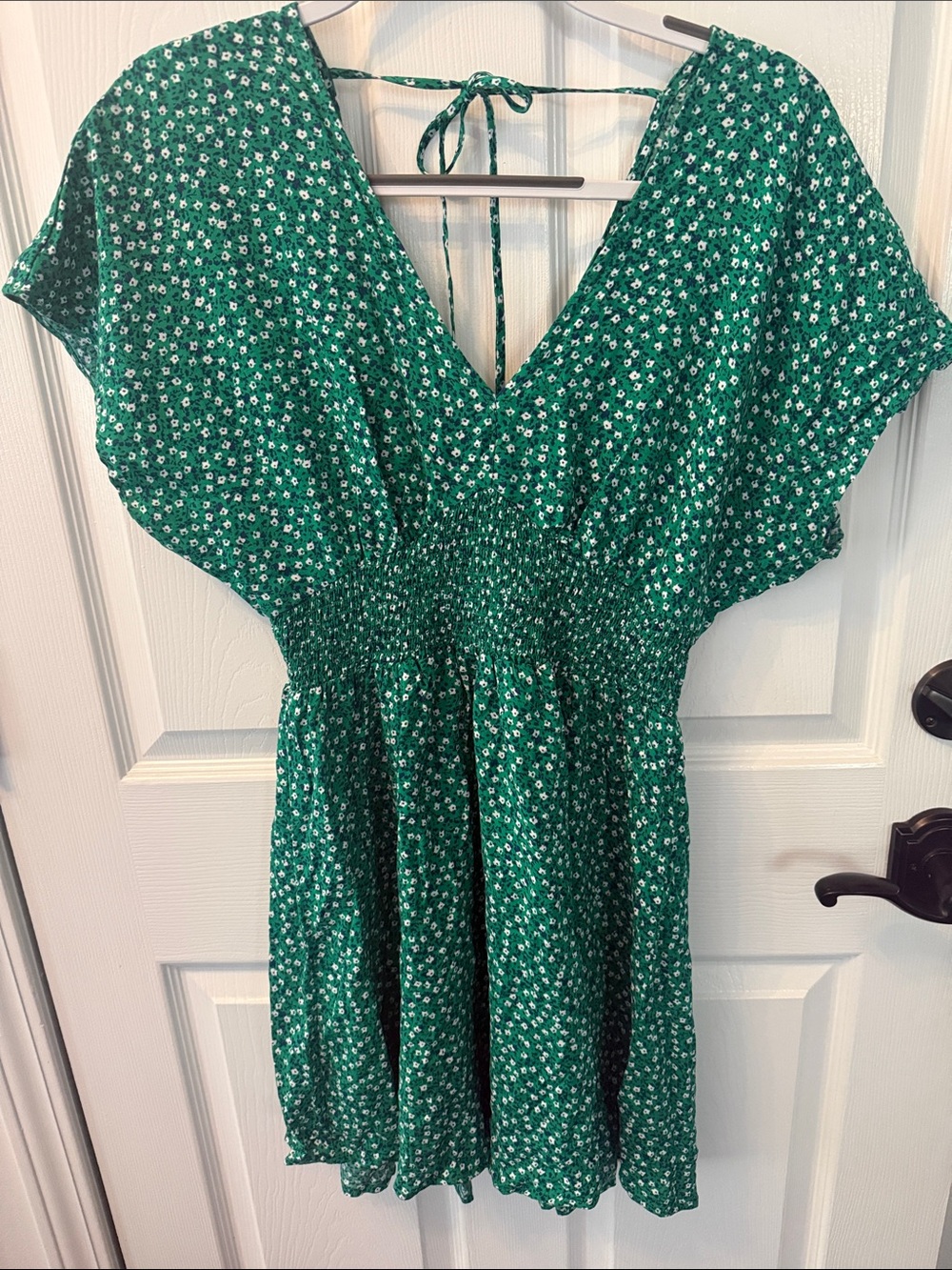 BeBop Emerald Green Mini Dress with White Floral Print